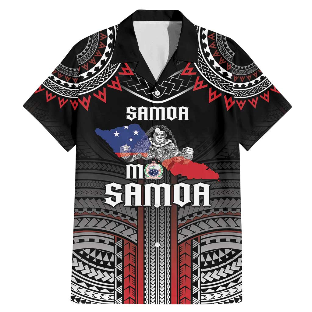 Personalised Samoa Black Saturday Family Matching Mermaid Dress and Hawaiian Shirt Samoan Warrior Tribal Pattern LT05 Dad's Shirt - Short Sleeve Black - Polynesian Pride