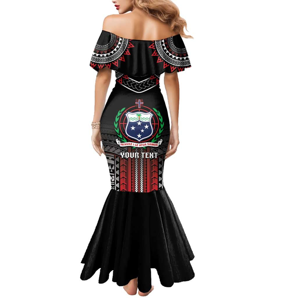 Personalised Samoa Black Saturday Family Matching Mermaid Dress and Hawaiian Shirt Samoan Warrior Tribal Pattern LT05 - Polynesian Pride