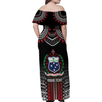 Personalised Samoa Black Saturday Family Matching Off Shoulder Maxi Dress and Hawaiian Shirt Samoan Warrior Tribal Pattern LT05 - Polynesian Pride