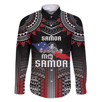 Personalised Samoa Black Saturday Family Matching Short Sleeve Bodycon Dress and Hawaiian Shirt Samoan Warrior Tribal Pattern LT05 Dad's Shirt - Long Sleeve Black - Polynesian Pride