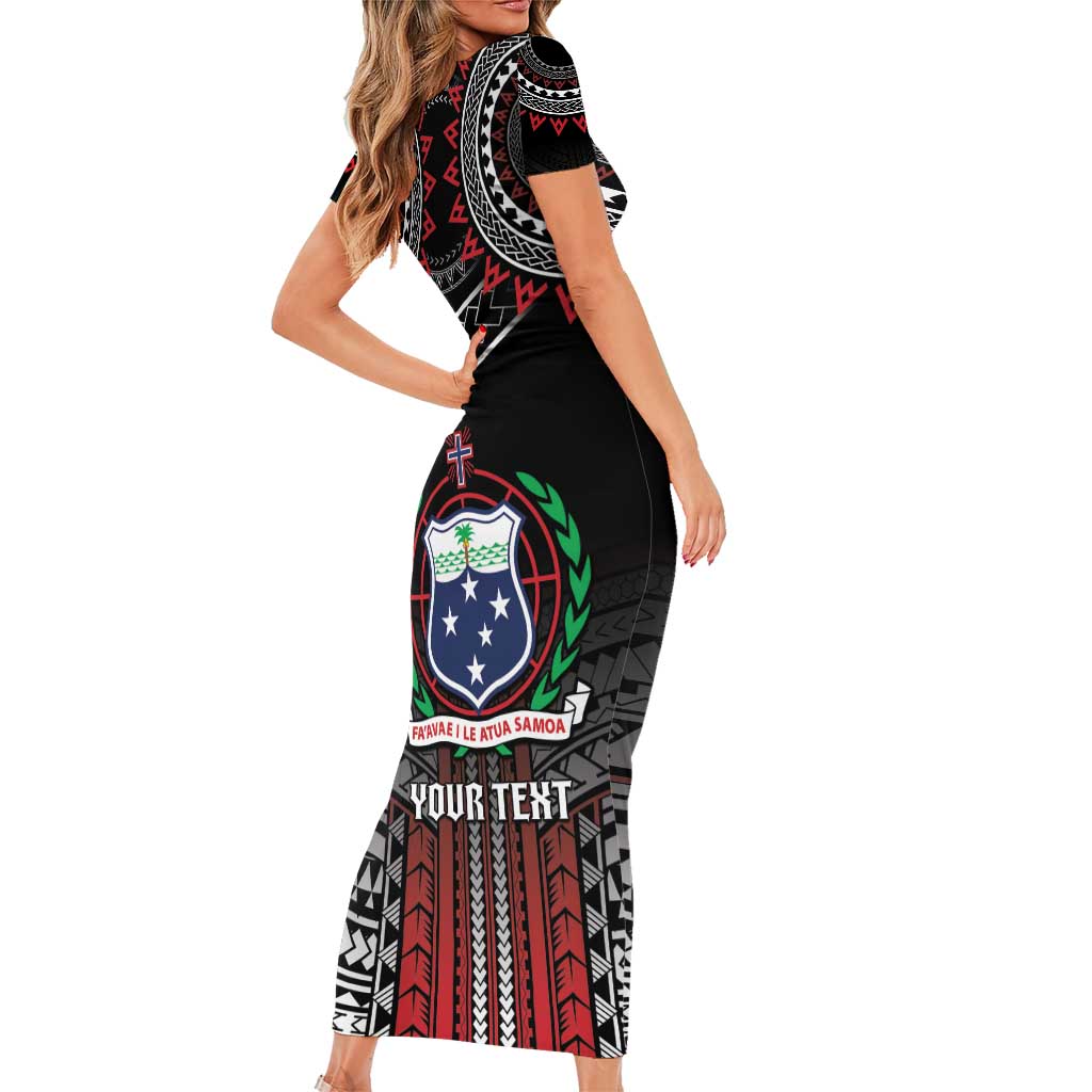 Personalised Samoa Black Saturday Family Matching Short Sleeve Bodycon Dress and Hawaiian Shirt Samoan Warrior Tribal Pattern LT05 - Polynesian Pride
