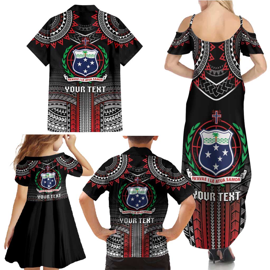 Personalised Samoa Black Saturday Family Matching Summer Maxi Dress and Hawaiian Shirt Samoan Warrior Tribal Pattern LT05 - Polynesian Pride