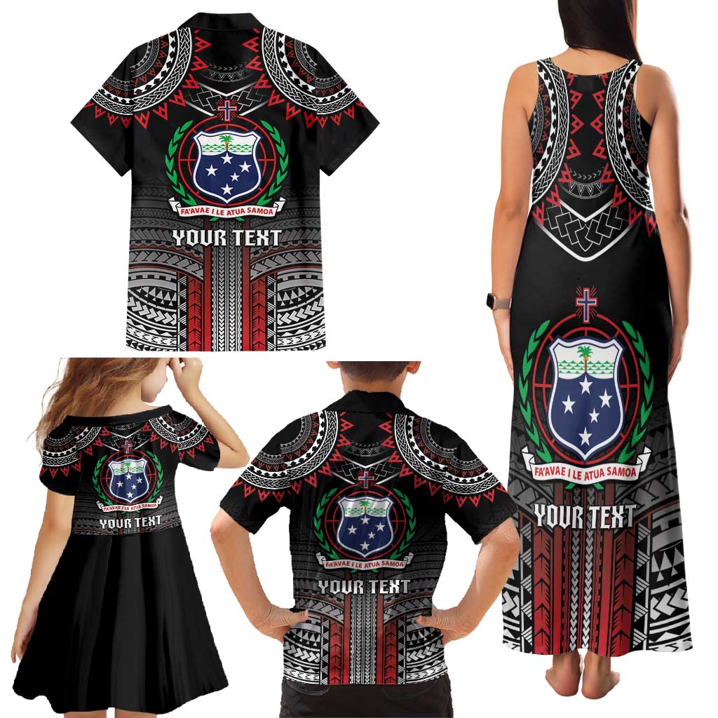 Personalised Samoa Black Saturday Family Matching Tank Maxi Dress and Hawaiian Shirt Samoan Warrior Tribal Pattern LT05 - Polynesian Pride