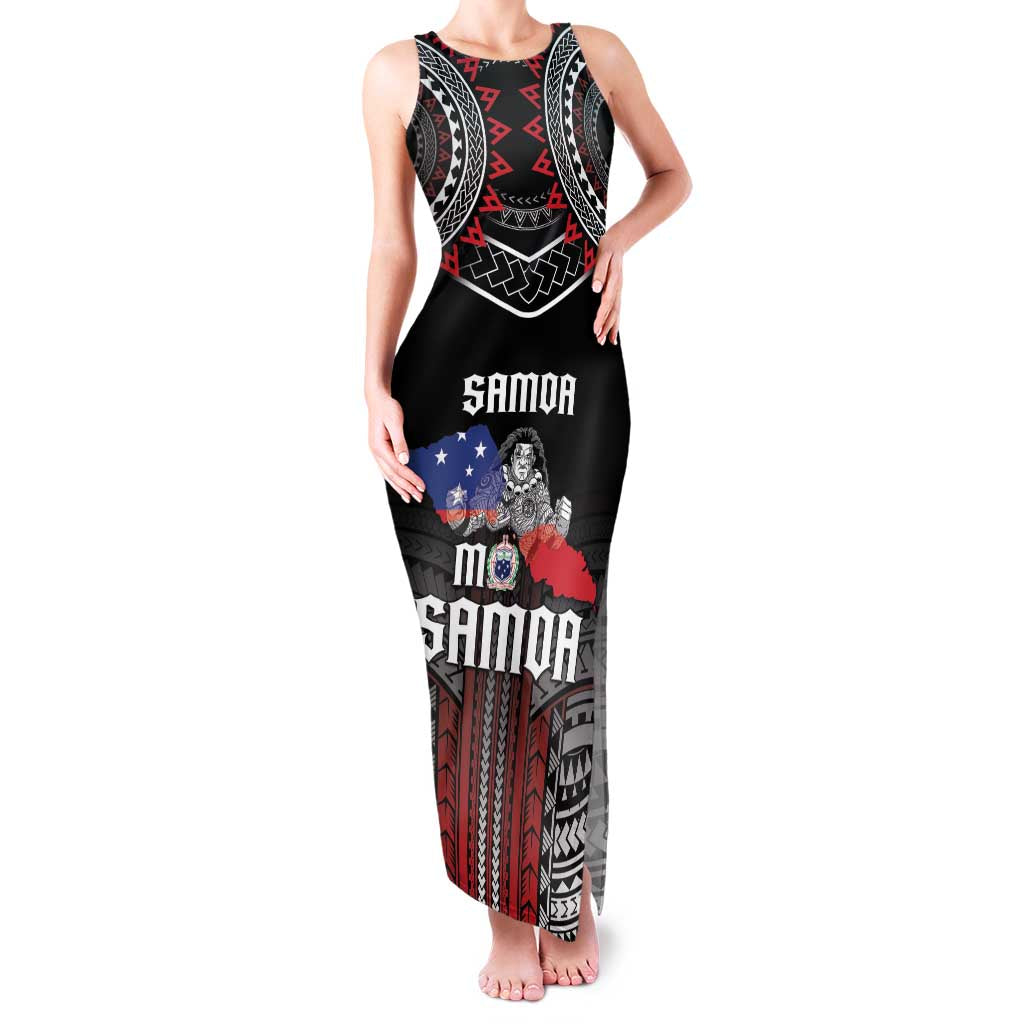 Personalised Samoa Black Saturday Family Matching Tank Maxi Dress and Hawaiian Shirt Samoan Warrior Tribal Pattern LT05 Mom's Dress Black - Polynesian Pride