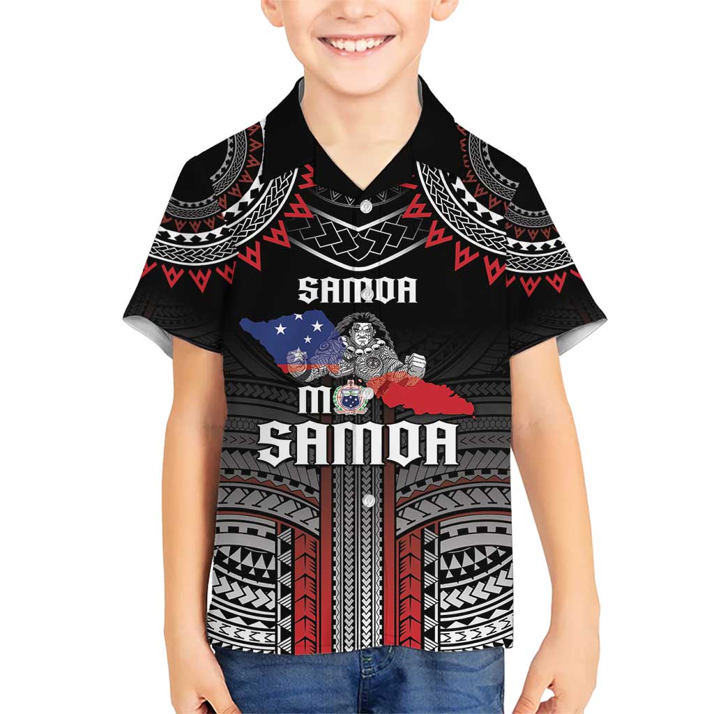 Personalised Samoa Black Saturday Kid Hawaiian Shirt Samoan Warrior Tribal Pattern LT05 Kid Black - Polynesian Pride