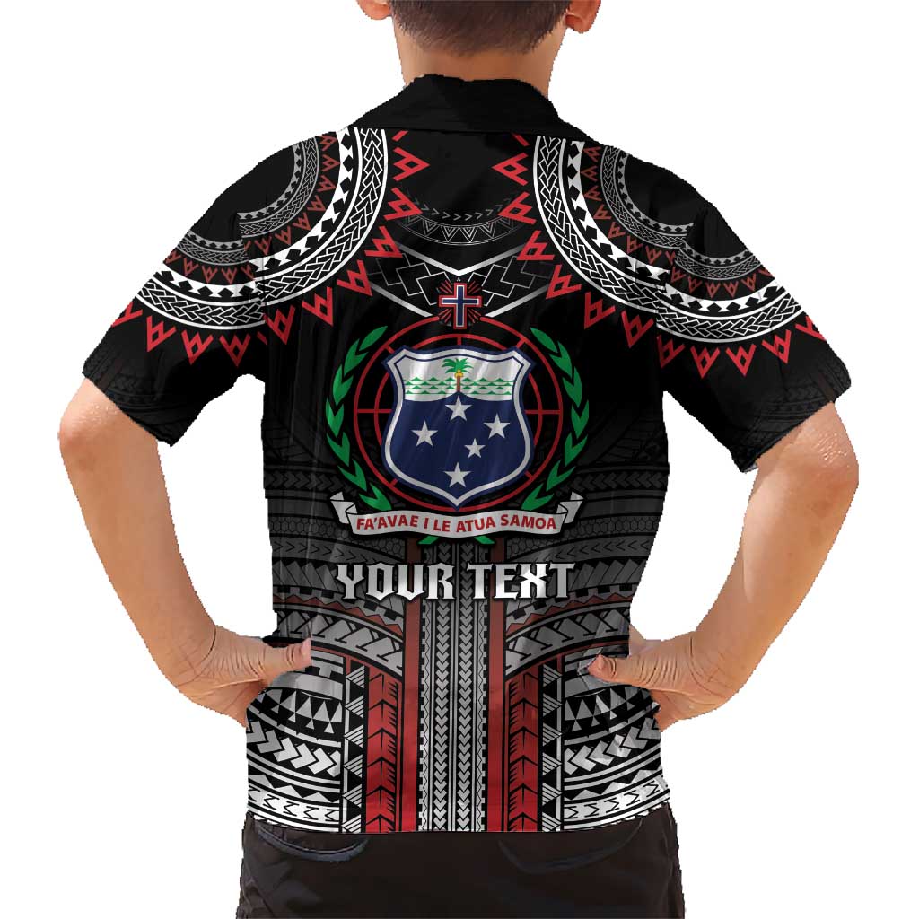 Personalised Samoa Black Saturday Kid Hawaiian Shirt Samoan Warrior Tribal Pattern LT05 - Polynesian Pride