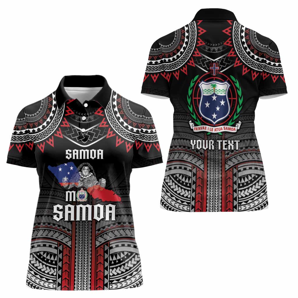 Personalised Samoa Black Saturday Women Polo Shirt Samoan Warrior Tribal Pattern