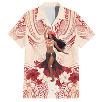 Tahiti Women's Day Family Matching Puletasi and Hawaiian Shirt With Polynesian Pattern LT05 Dad's Shirt - Short Sleeve Beige - Polynesian Pride