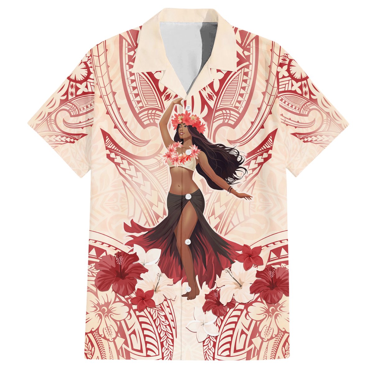 Tahiti Women's Day Hawaiian Shirt With Polynesian Pattern LT05 Beige - Polynesian Pride