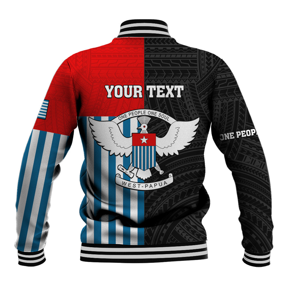 Personalised West Papua Baseball Jacket Polynesian Pattern With Coat Of Arms LT05 - Polynesian Pride