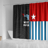 West Papua Shower Curtain Polynesian Pattern With Coat Of Arms LT05 - Polynesian Pride