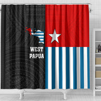 West Papua Shower Curtain Polynesian Pattern With Coat Of Arms LT05 - Polynesian Pride