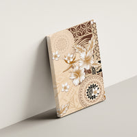 Samoa Siapo Pattern With Beige Hibiscus Canvas Wall Art