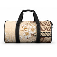 Samoa Siapo Pattern With Beige Hibiscus Duffle Bag