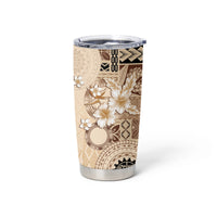 Samoa Siapo Pattern With Beige Hibiscus Tumbler Cup