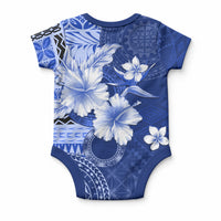 Samoa Siapo Pattern With Navy Hibiscus Baby Onesie