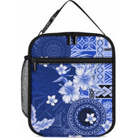 Samoa Siapo Pattern With Navy Hibiscus Lunch Bag