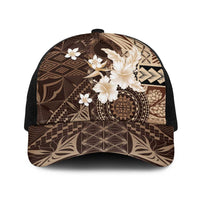 Samoa Siapo Pattern With Brown Hibiscus Baseball Net Cap - Polynesian Pride