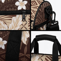 Samoa Siapo Pattern With Brown Hibiscus Duffle Bag