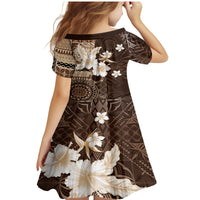 Samoa Siapo Pattern With Brown Hibiscus Family Matching Mermaid Dress and Hawaiian Shirt LT05 - Polynesian Pride