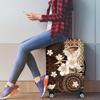 Samoa Siapo Pattern With Brown Hibiscus Luggage Cover