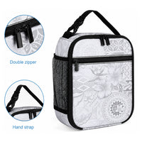 Samoa Siapo Pattern With White Hibiscus Lunch Bag
