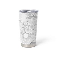 Samoa Siapo Pattern With White Hibiscus Tumbler Cup