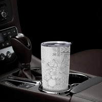 Samoa Siapo Pattern With White Hibiscus Tumbler Cup