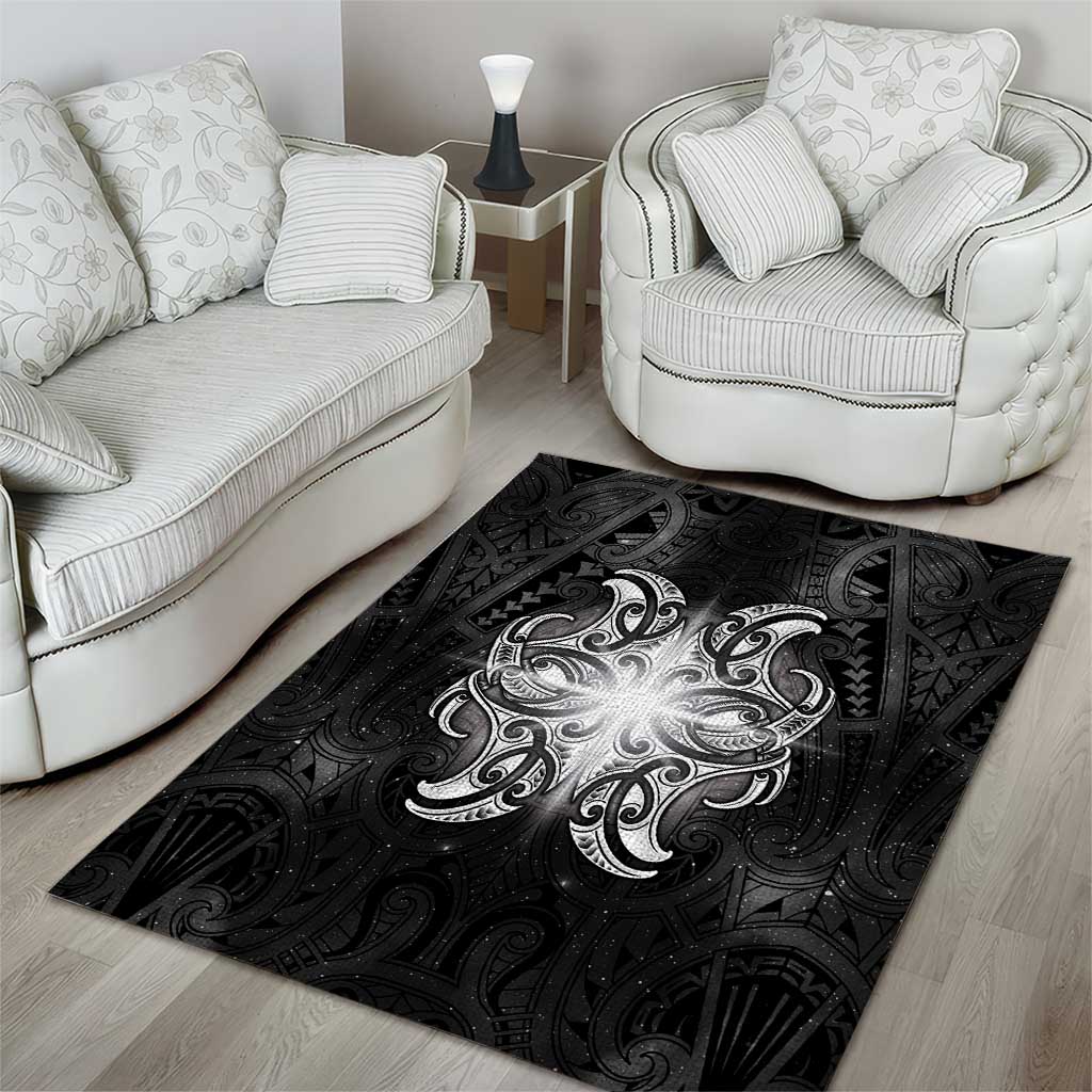 New Zealand Matariki Area Rug Maori Moko Black Galaxy