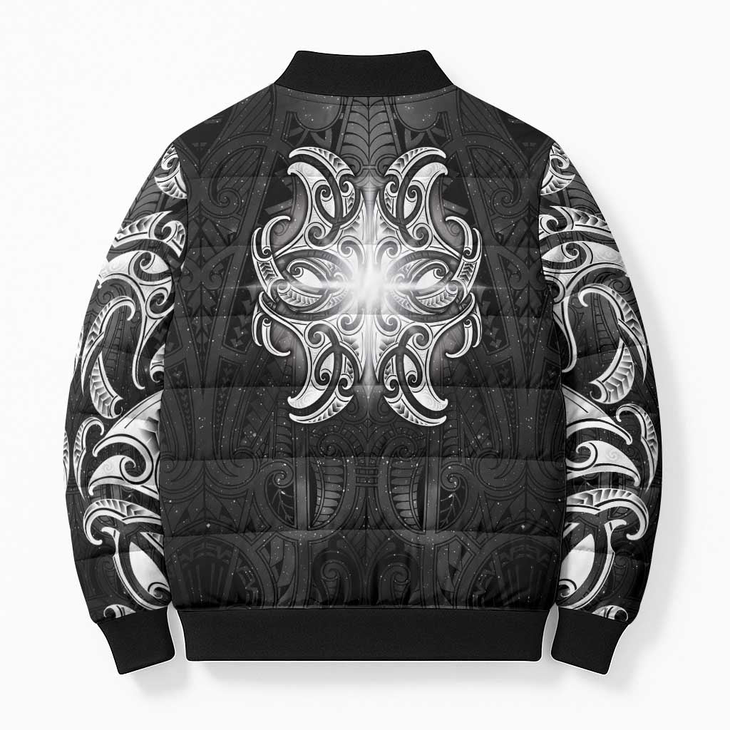 New Zealand Matariki Bomber Puffer Jacket Maori Moko Black Galaxy