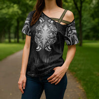 New Zealand Matariki Cross Shoulder Shirt Maori Moko Black Galaxy