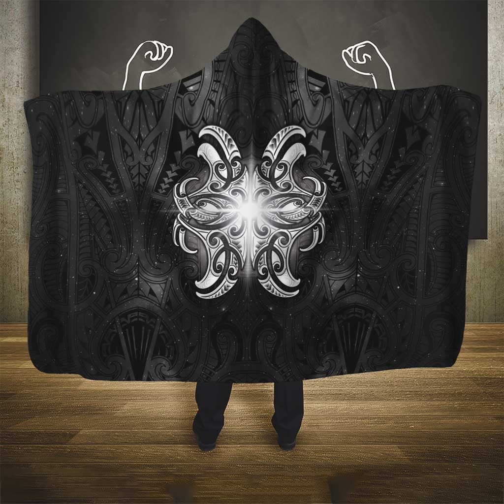 New Zealand Matariki Hooded Blanket Maori Moko Black Galaxy