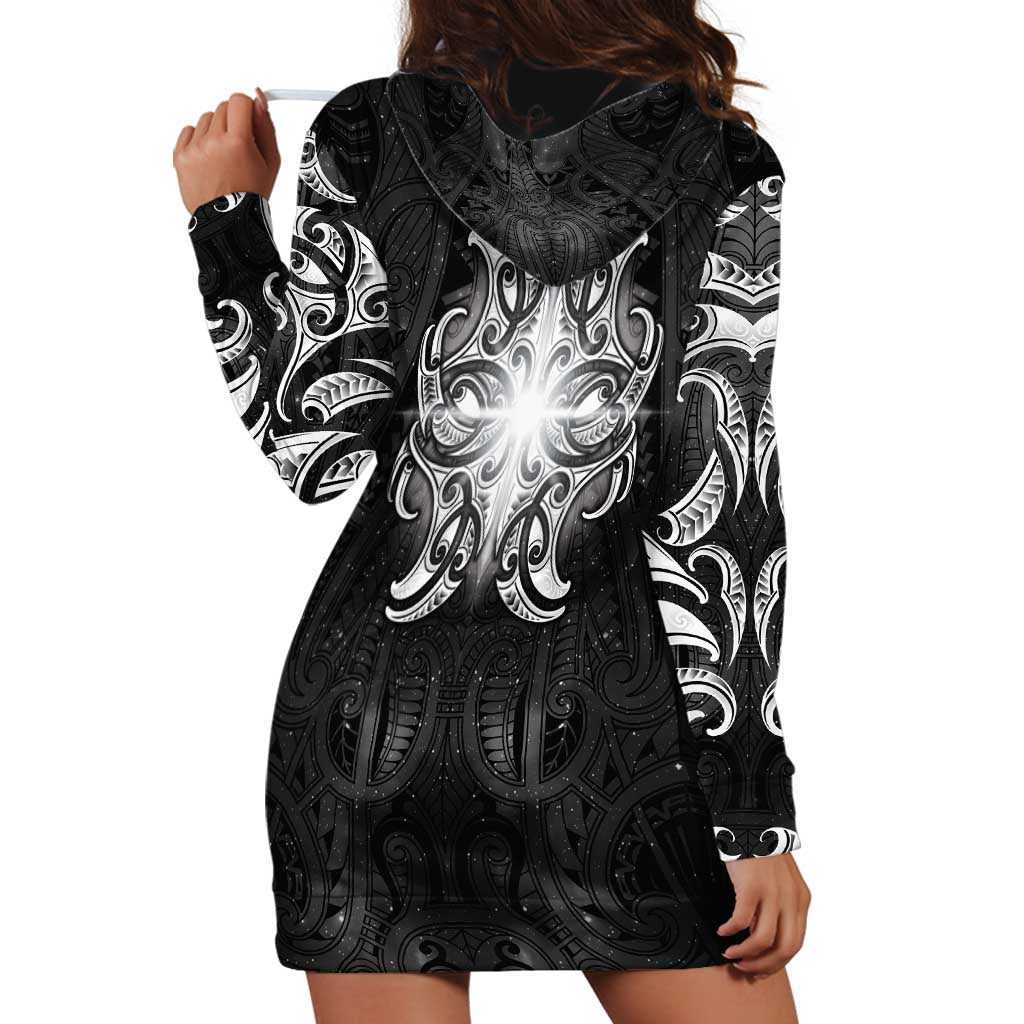 New Zealand Matariki Hoodie Dress Maori Moko Black Galaxy LT05 - Polynesian Pride