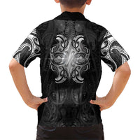 New Zealand Matariki Kid Hawaiian Shirt Maori Moko Black Galaxy