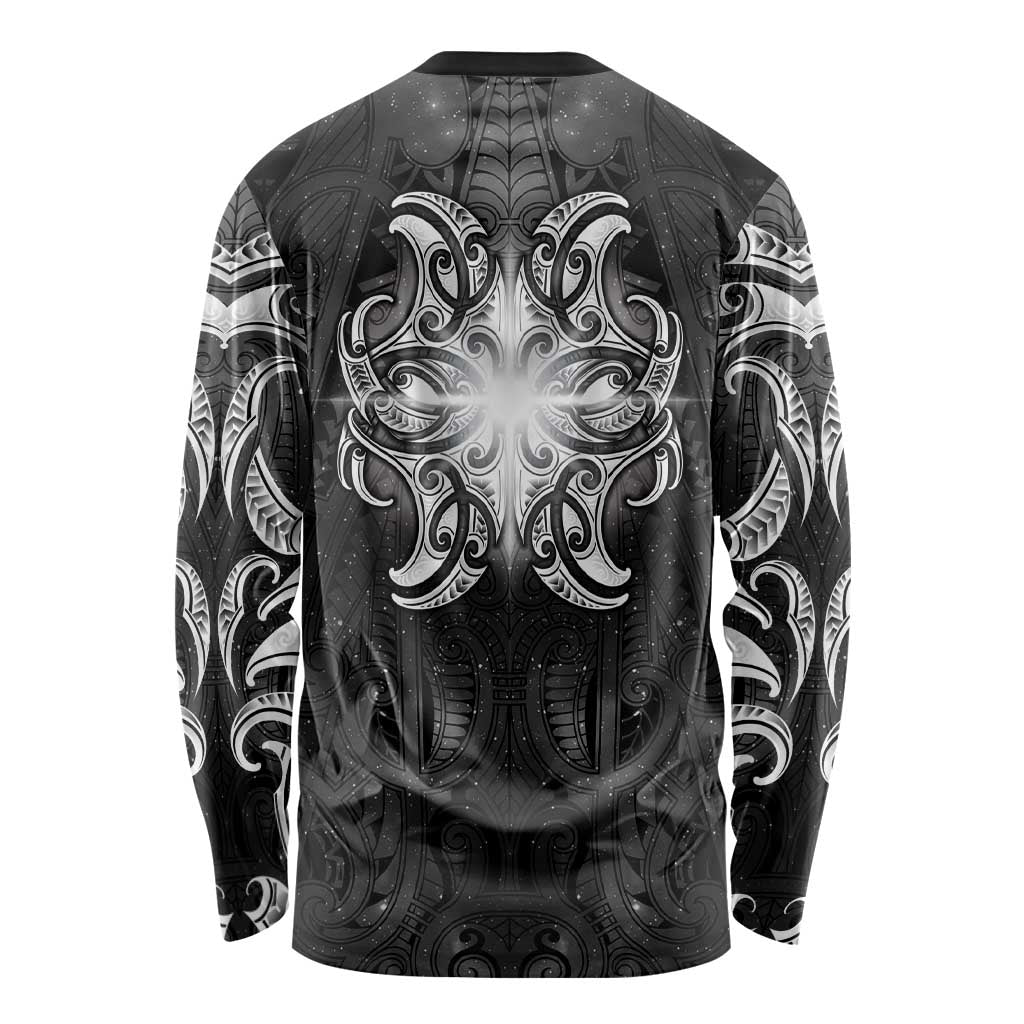 New Zealand Matariki Long Sleeve Shirt Maori Moko Black Galaxy