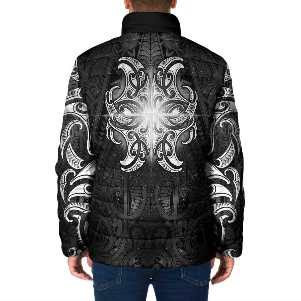 New Zealand Matariki Padded Jacket Maori Moko Black Galaxy