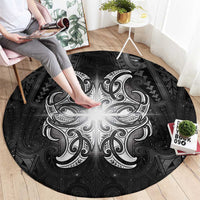 New Zealand Matariki Round Carpet Maori Moko Black Galaxy LT05 - Polynesian Pride