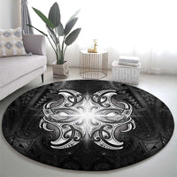 New Zealand Matariki Round Carpet Maori Moko Black Galaxy LT05 - Polynesian Pride