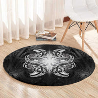 New Zealand Matariki Round Carpet Maori Moko Black Galaxy LT05 - Polynesian Pride