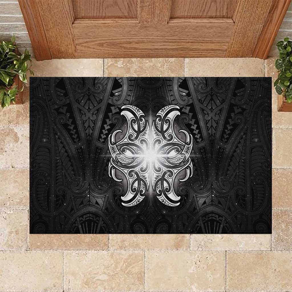 New Zealand Matariki Rubber Doormat Maori Moko Black Galaxy