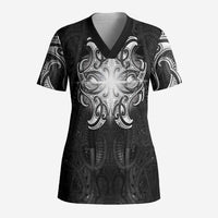 New Zealand Matariki Scrub Top Maori Moko Black Galaxy