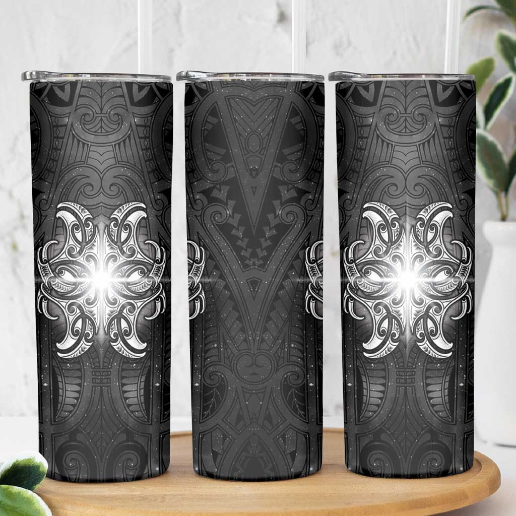 New Zealand Matariki Skinny Tumbler Maori Moko Black Galaxy LT05 - Polynesian Pride
