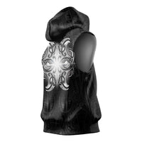 New Zealand Matariki Sleeveless Hoodie Maori Moko Black Galaxy