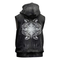 New Zealand Matariki Sleeveless Zip Hoodie Maori Moko Black Galaxy