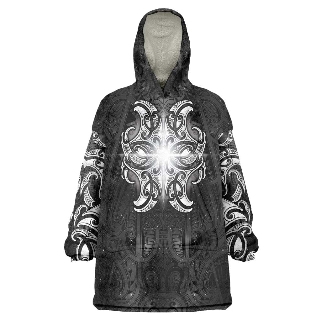 New Zealand Matariki Wearable Blanket Hoodie Maori Moko Black Galaxy