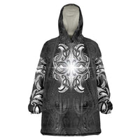 New Zealand Matariki Wearable Blanket Hoodie Maori Moko Black Galaxy LT05 One Size Black - Polynesian Pride