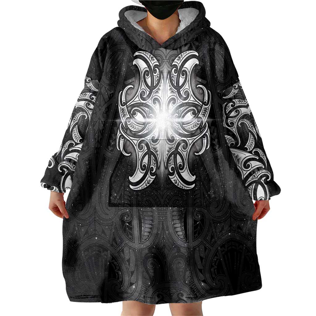 New Zealand Matariki Wearable Blanket Hoodie Maori Moko Black Galaxy LT05 - Polynesian Pride