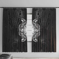 New Zealand Matariki Window Curtain Maori Moko Black Galaxy LT05 With Hooks Black - Polynesian Pride