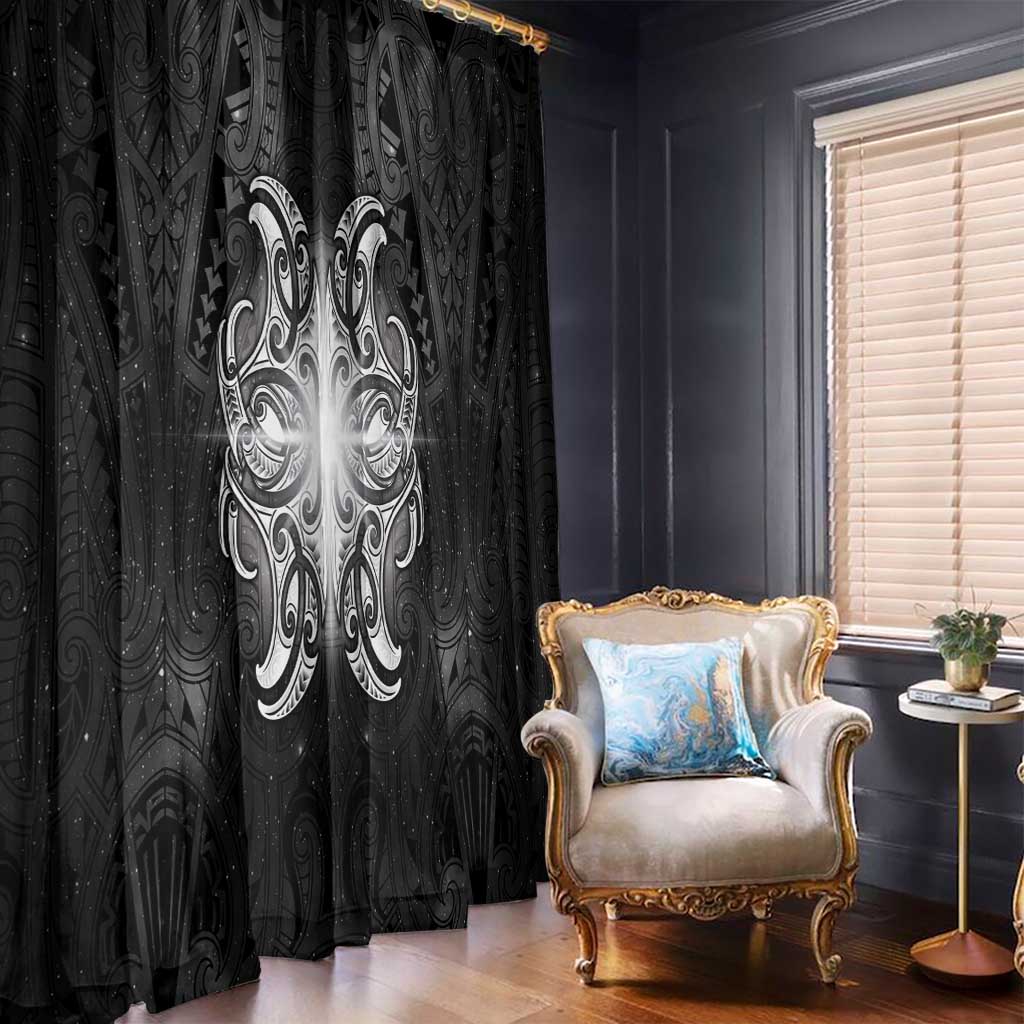 New Zealand Matariki Window Curtain Maori Moko Black Galaxy LT05 - Polynesian Pride
