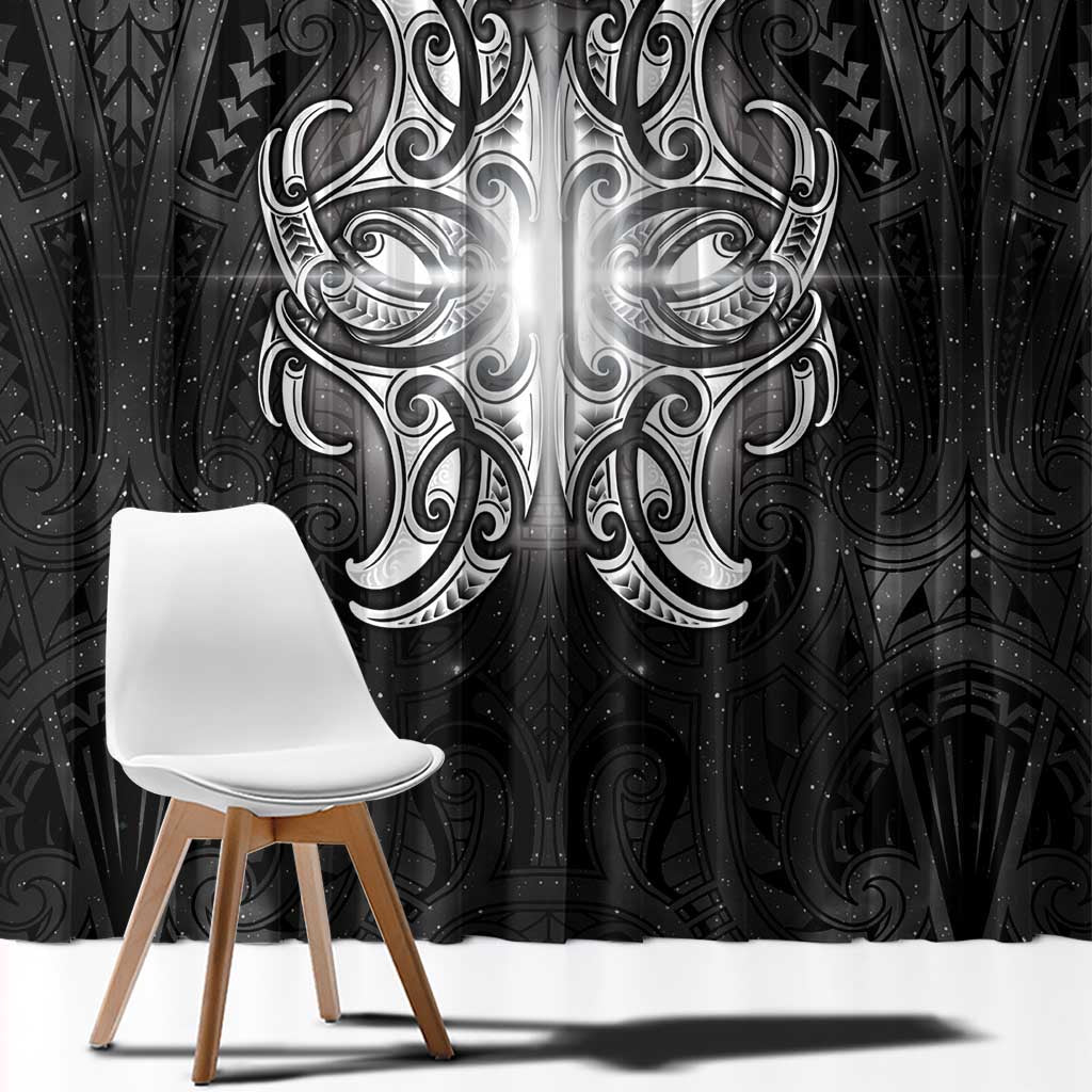 New Zealand Matariki Window Curtain Maori Moko Black Galaxy LT05 - Polynesian Pride